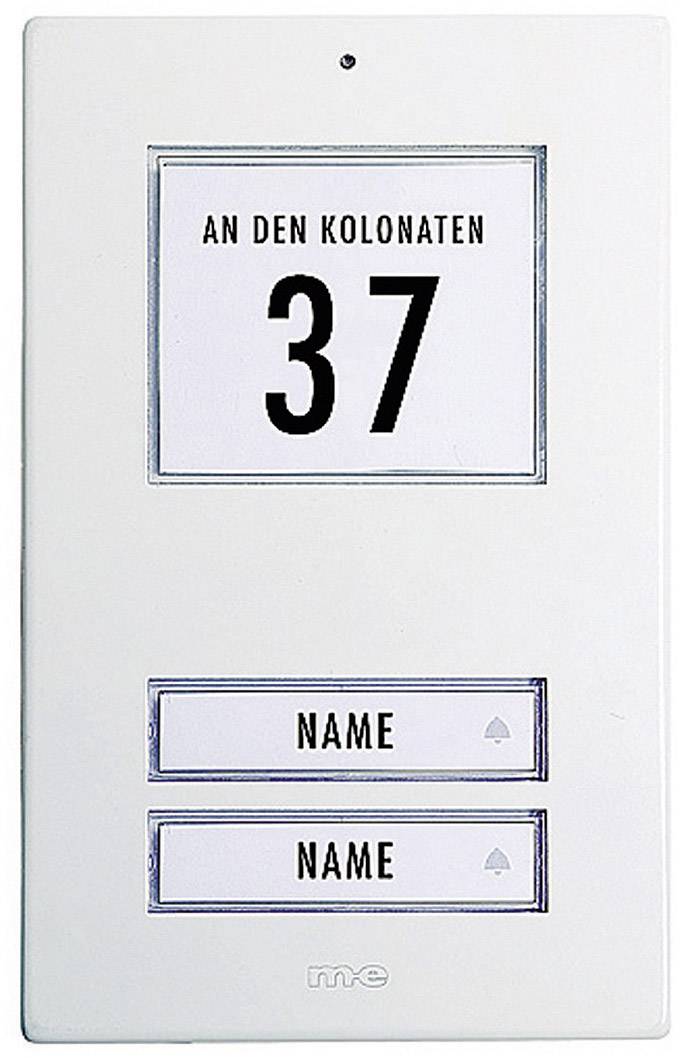 m-e modern-electronics KT 2-AW Klingelplatte beleuchtet, mit Adressfeld, mit Namensschild 2fach Weiß 12 V/1 A