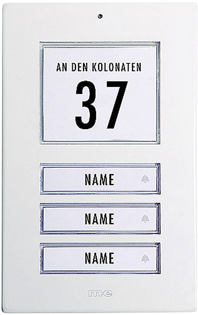 m-e modern-electronics KT 3-AW Klingelplatte beleuchtet, mit Adressfeld, mit Namensschild 3fach Weiß 12 V/1 A