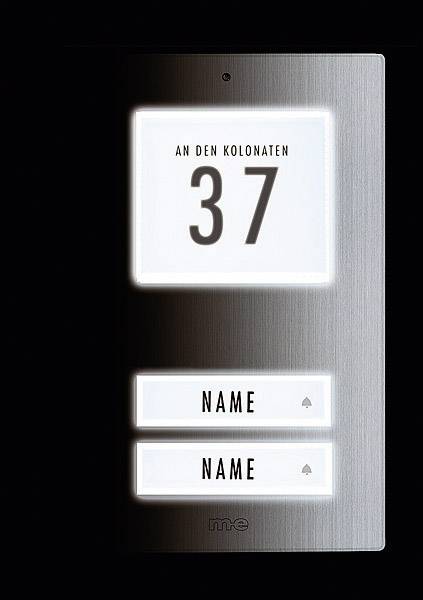 m-e modern-electronics KT 2-EG Klingelplatte beleuchtet, mit Adressfeld, mit Namensschild 2fach Edelstahl 12 V/1 A
