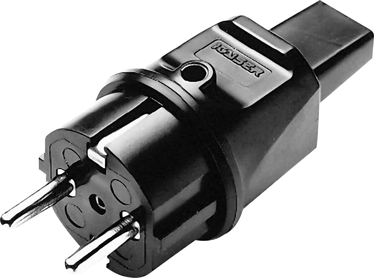 GAO 611506 Schutzkontaktstecker Gummi für Lichterketten-Flachkabel 230 V Schwarz