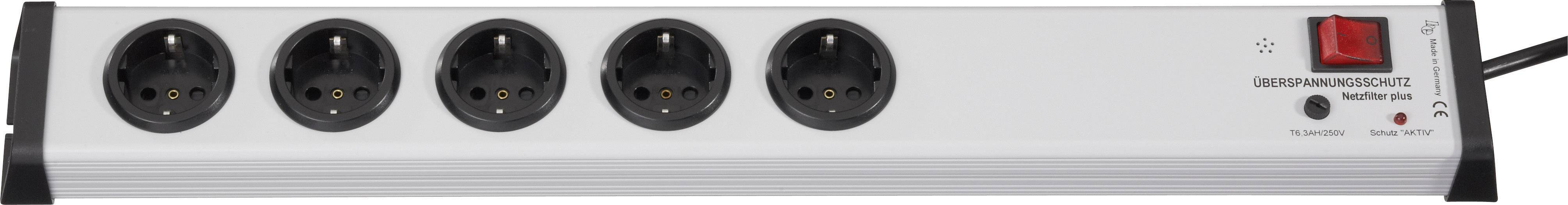 Ehmann 0207x01053301 Überspannungsschutz-Steckdosenleiste 5fach Grau Schutzkontakt 1St.