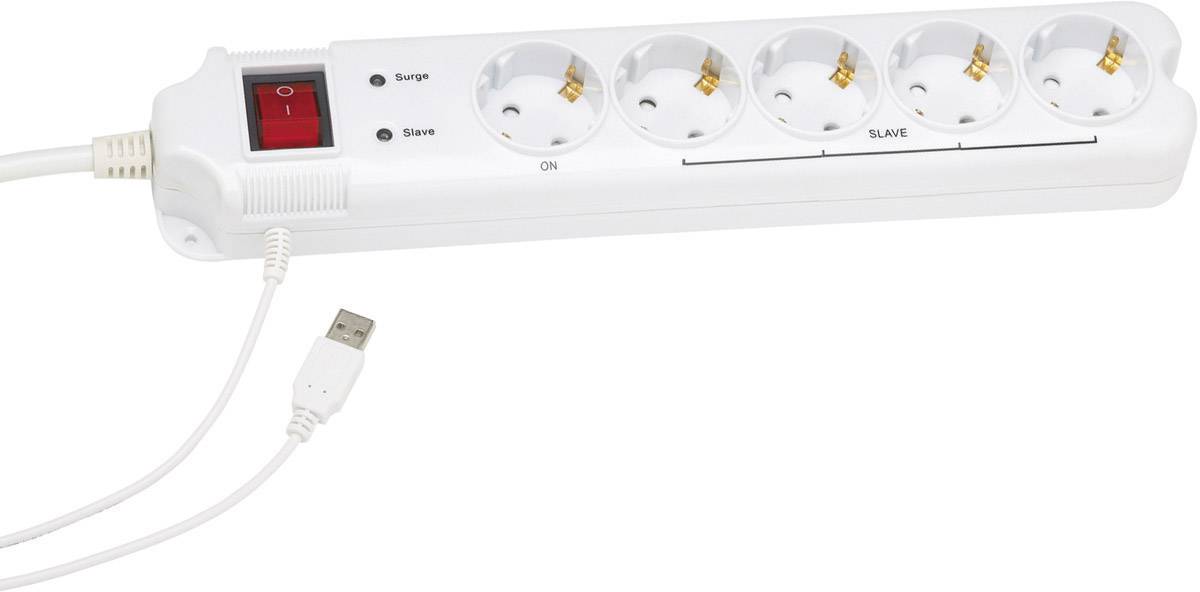 Gembird 201010013 Master/Slave-Steckdosenleiste 5fach Weiß Schutzkontakt 1St.
