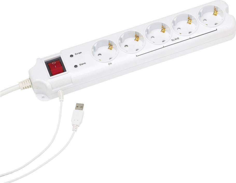 Gembird 201010013 Master/Slave-Steckdosenleiste 5fach Weiß Schutzkontakt 1St.