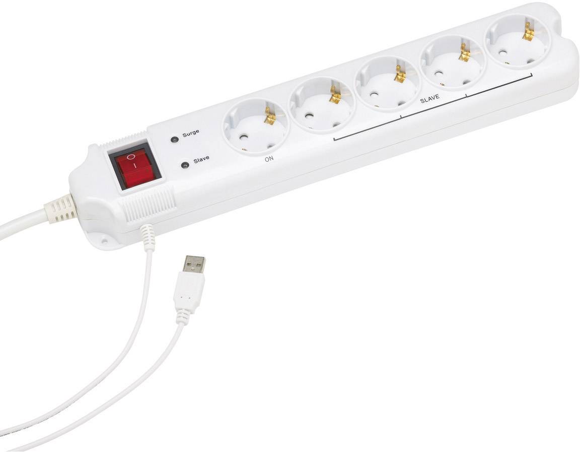 Gembird 201010013 Master/Slave-Steckdosenleiste 5fach Weiß Schutzkontakt 1 St.