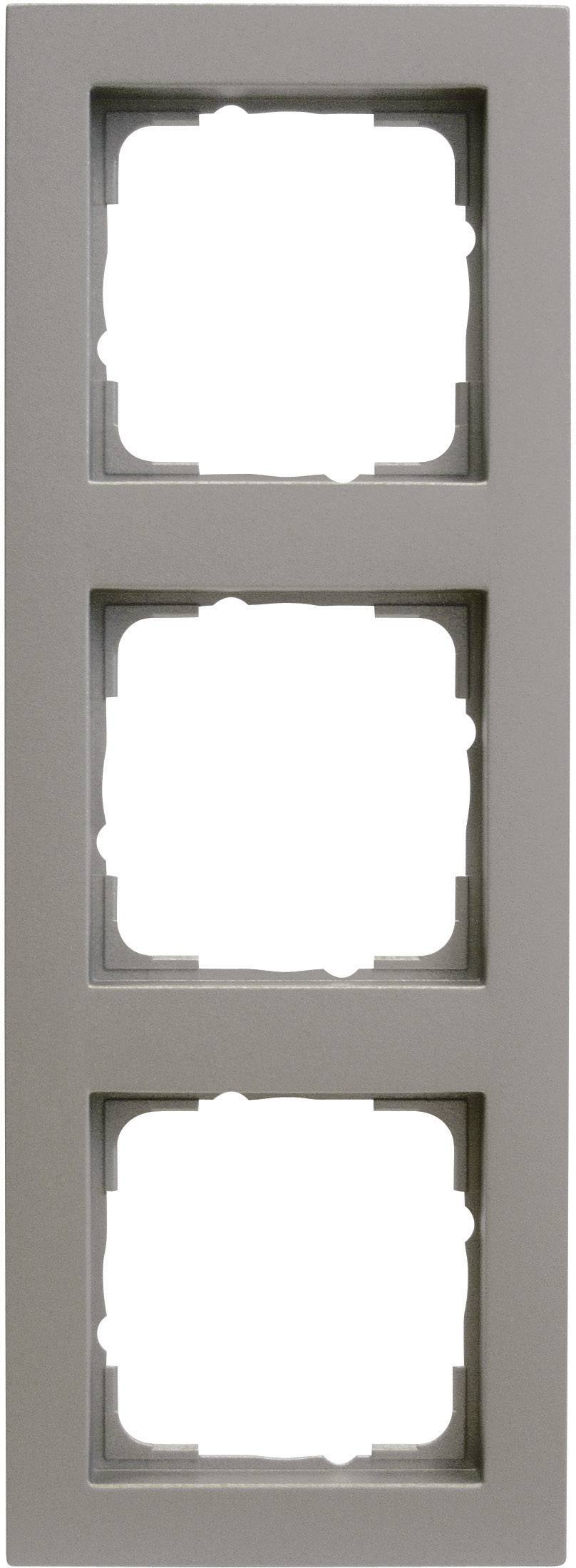 GIRA Schalterprogramm 3fach Rahmen E2, Standard 55, System 55 Aluminium 0213 25 1St.