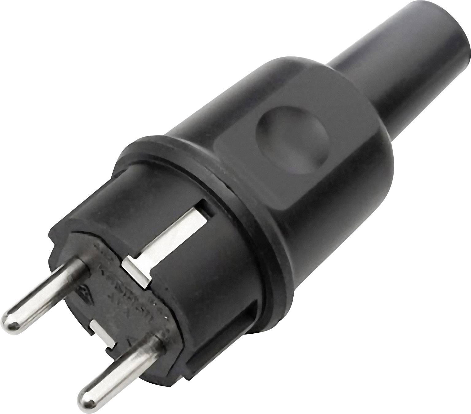 GAO 0407 Schutzkontaktstecker Vollgummi 230 V Schwarz