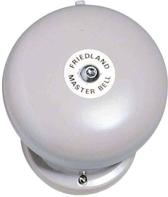 Grau-weiße Glocke mit der Aufschrift 'Friedland Master Bell'.