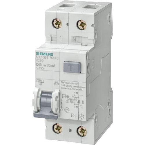 Siemens 5SU1356-7KK10 FI-Schutzschalter/Leitungsschutzschalter 2polig 10 A 0.03 A 230 V