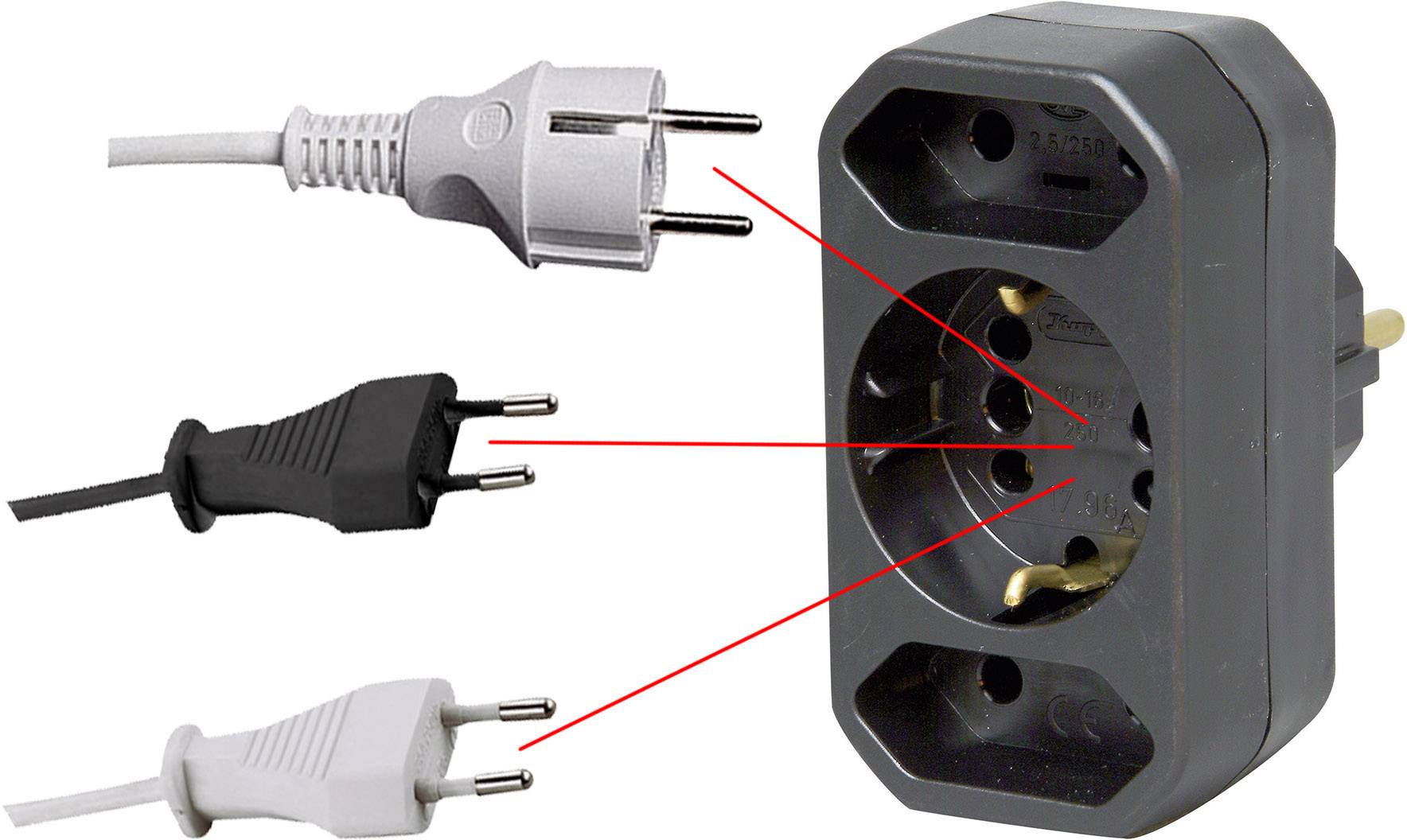 Kopp 179605004 3fach Steckdosen-Verteiler Schwarz