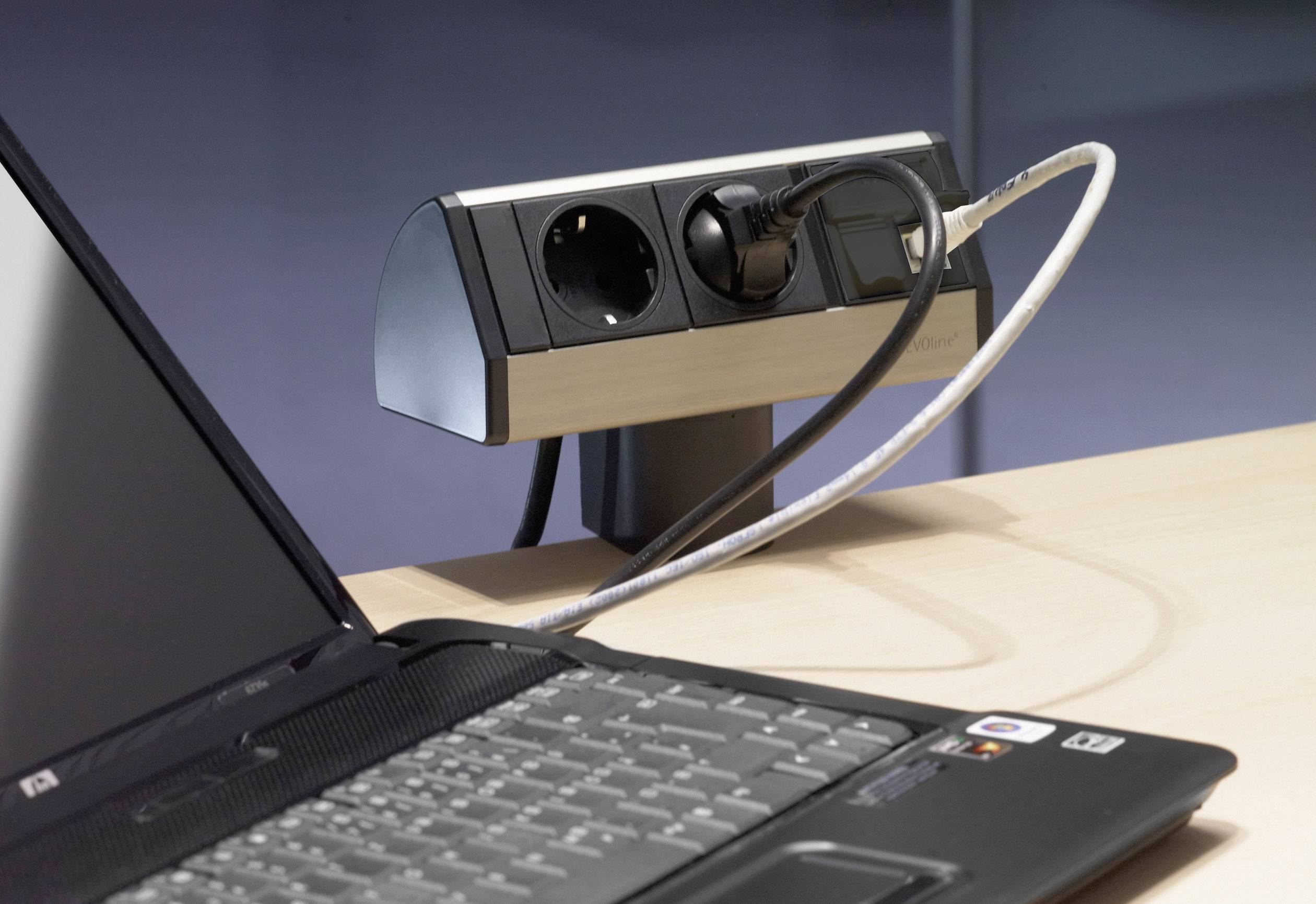 EVOline 103317 Steckdosenleiste 3fach Schwarz, Silber Schutzkontakt 1St.