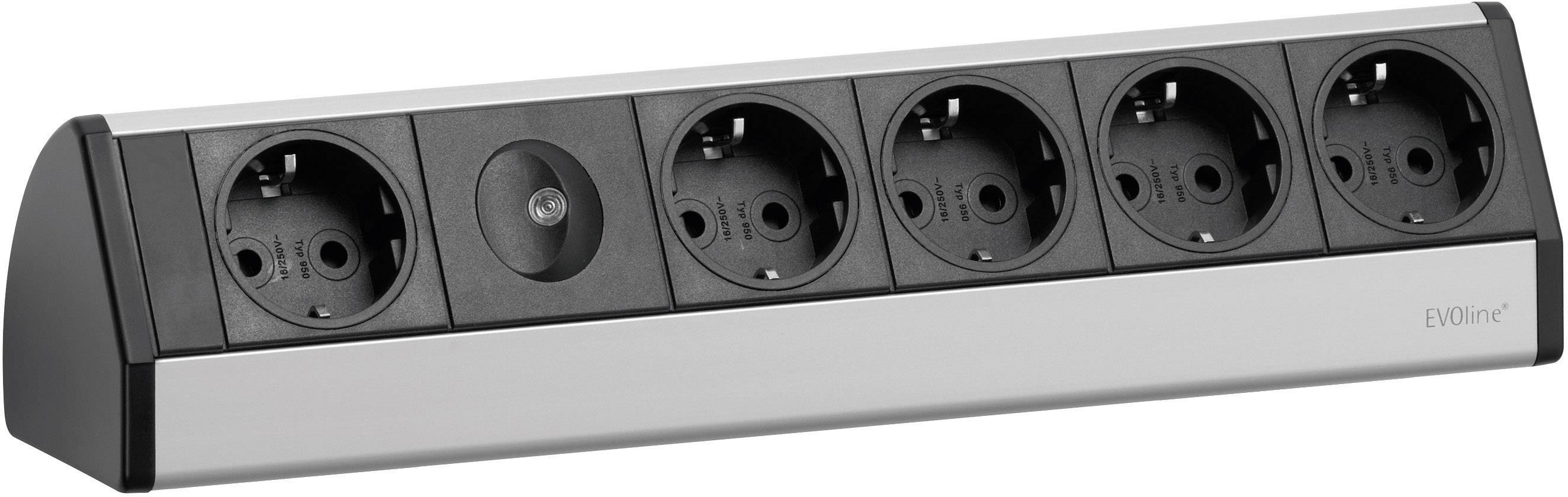 EVOline 93000013 Steckdosenleiste Schwarz, Silber Schutzkontakt 1St.