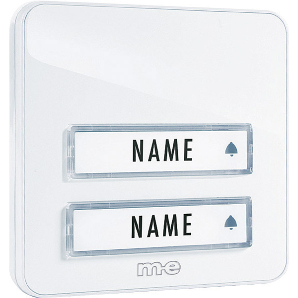 M-e modern-electronics KTA-2W Klingelplatte mit Namensschild 2fach Weiß 12 V/1A