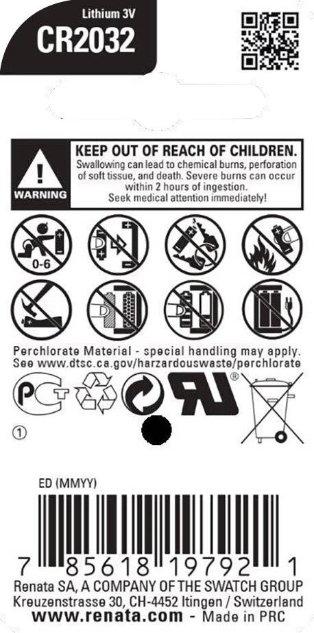 Renata Knopfzelle CR 2032 3 V 225 mAh Lithium