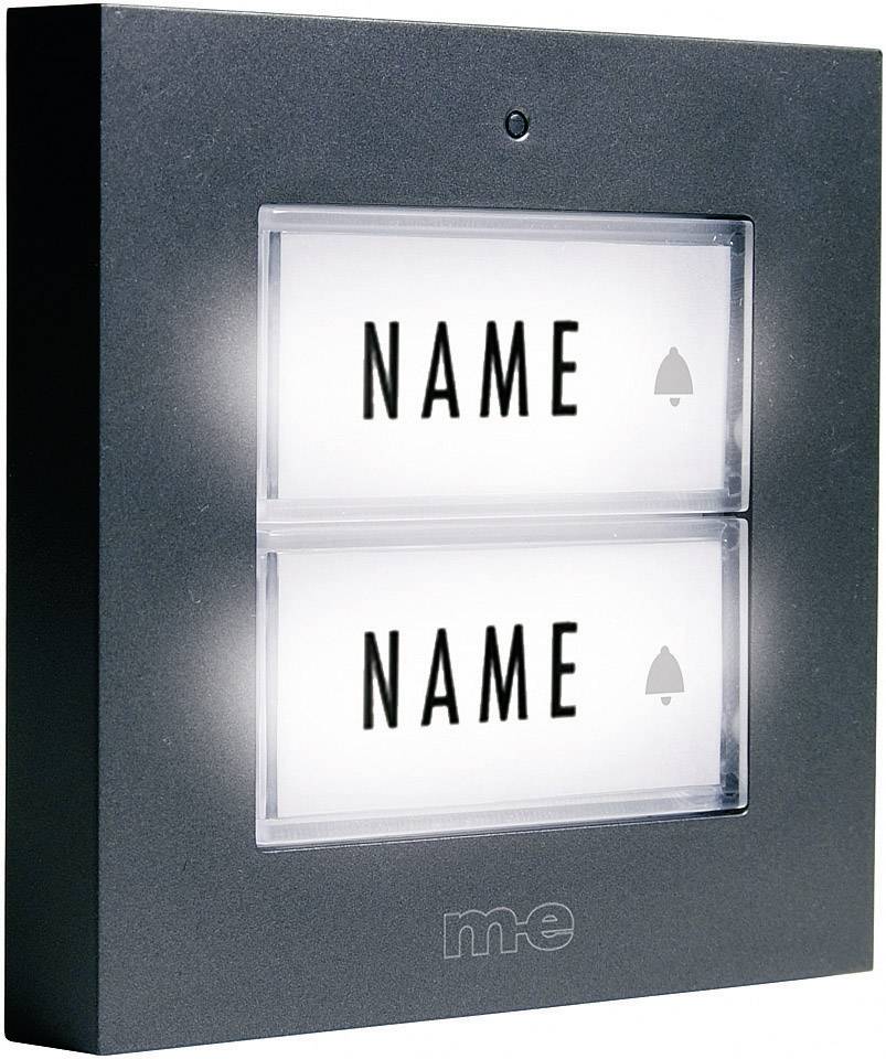 M-e modern-electronics KTB-2 A Klingelplatte mit Namensschild 2fach Anthrazit 12 V/1 A
