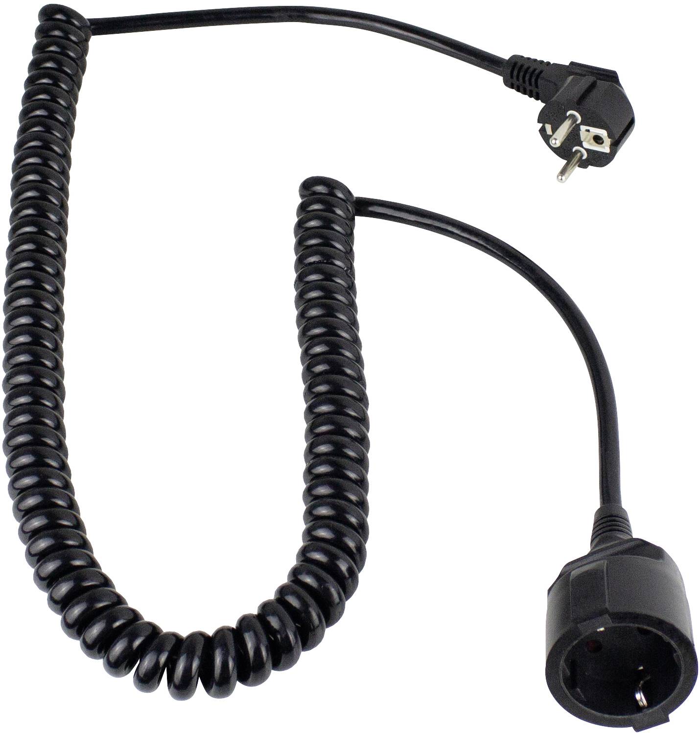 AS Schwabe 70410 Strom Verlängerungskabel 16 A Schwarz 2.50 m H05VV-F 3G 1,5 mm² Spiralkabel