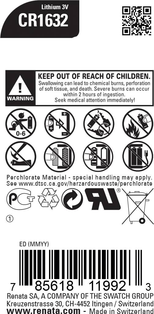 Renata Knopfzelle CR 1632 3V 1 St. 137 mAh Lithium