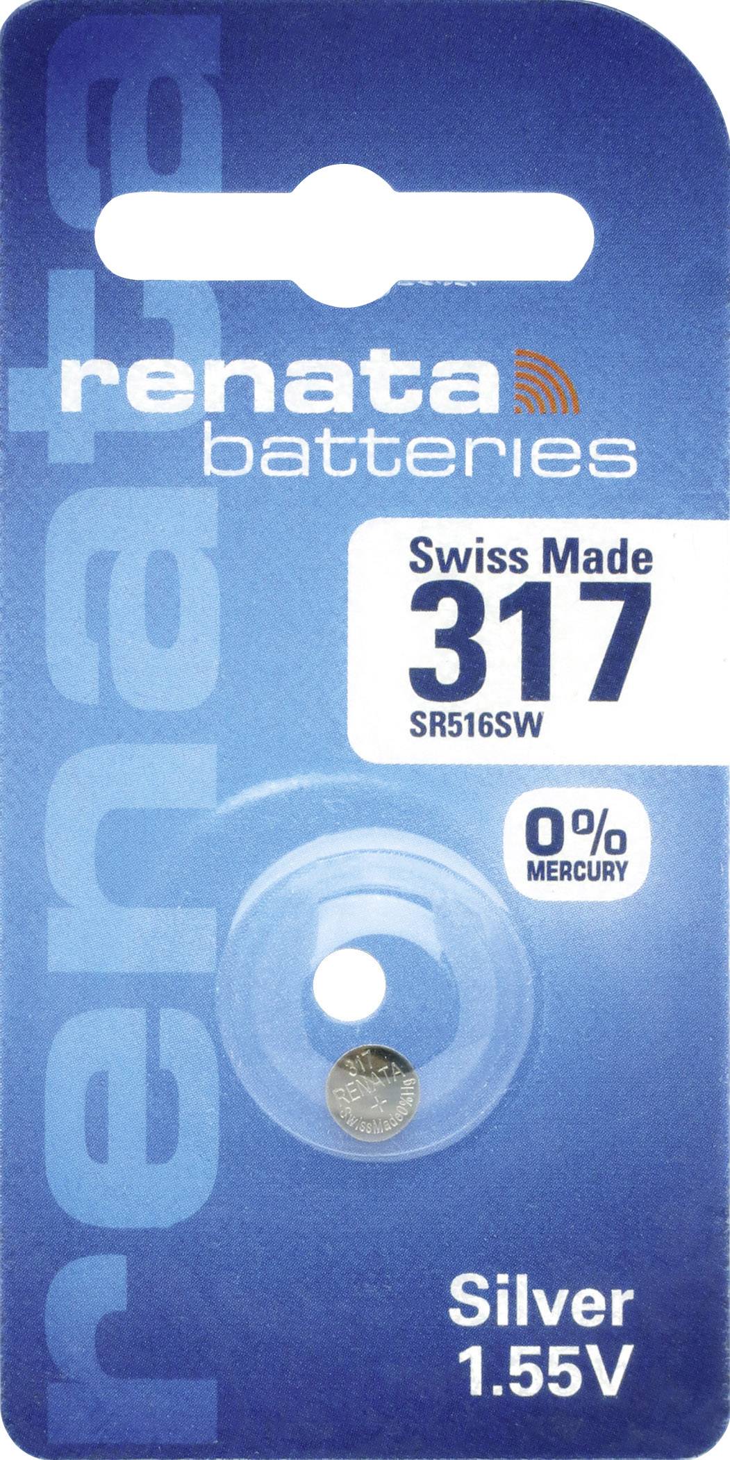 Renata Knopfzelle 317 1.55V 10.5 mAh Silberoxid SR62