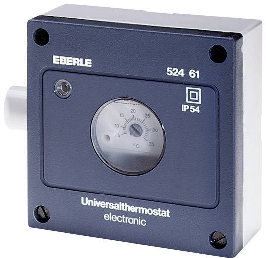 Ein elektronischer Universalschutzthermostat, Marke Eberle, mit Temperaturanzeige in Celsius. Geeignet für universelle Anwendungen.
