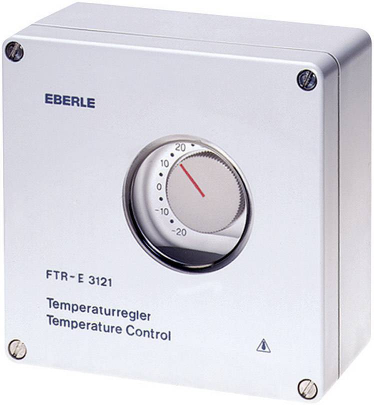 Ein Temperaturregler der Marke Eberle mit einer analogen Anzeige, die auf 10 Grad Celsius eingestellt ist.