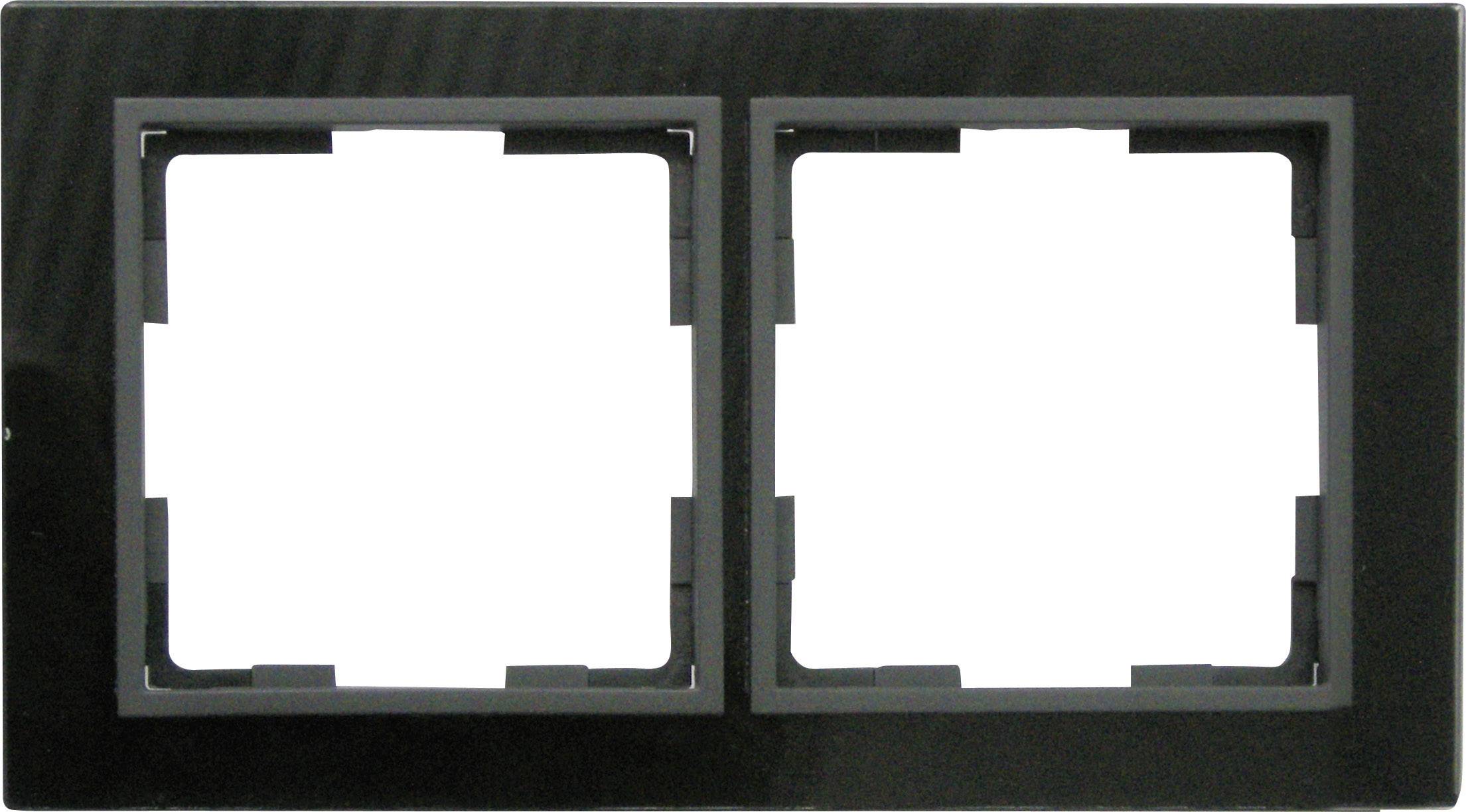 GAO 2fach Rahmen Modul Glas Schwarz EFV002-B