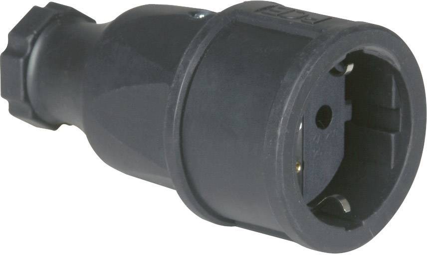 PCE 2520-s Schutzkontaktkupplung Vollgummi 230V Schwarz IP20