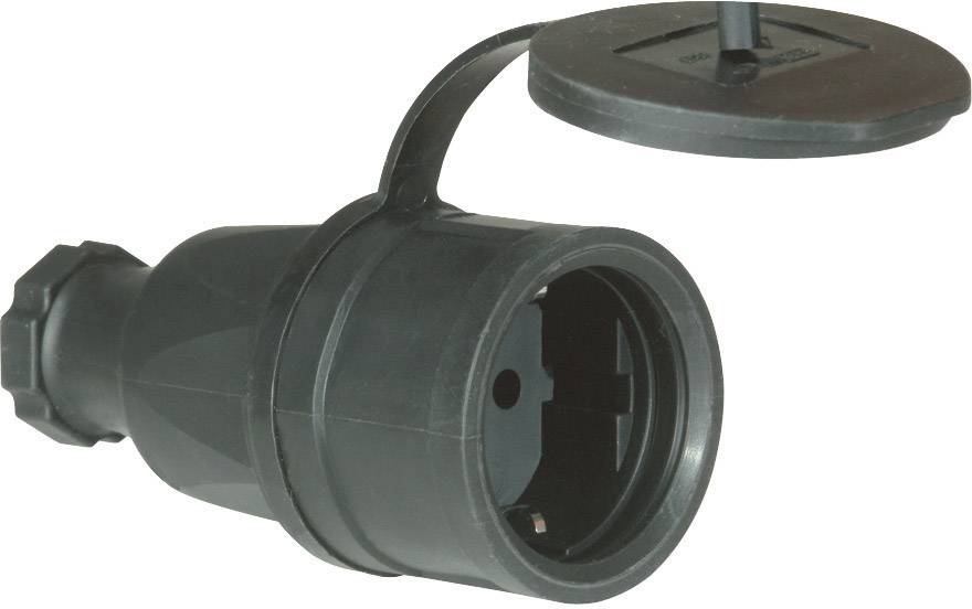 PCE 2521-s Schutzkontaktkupplung Vollgummi  230 V Schwarz IP44