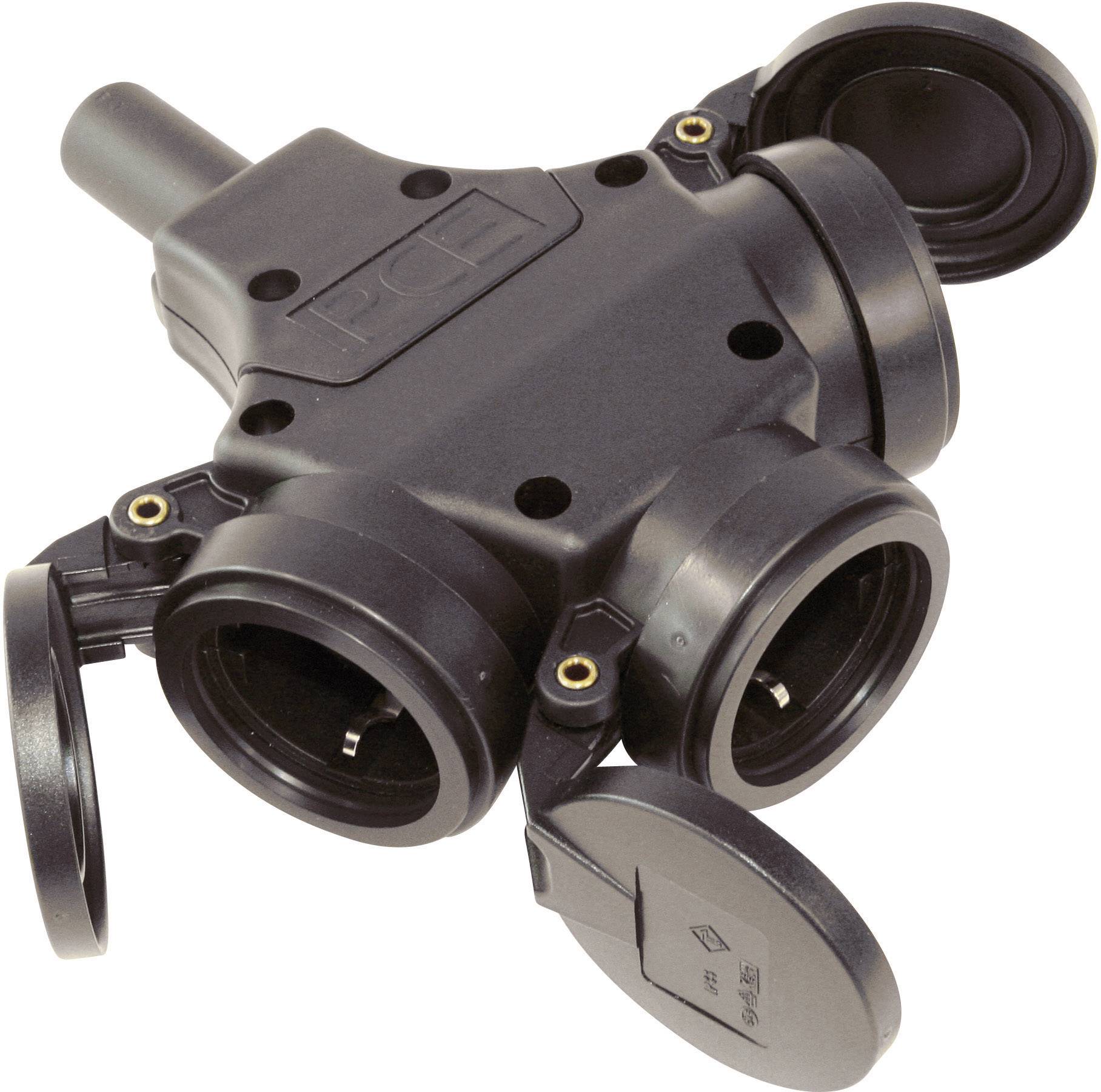 PCE 25322-s 3fach-Kupplung Gummi 230 V Schwarz IP44