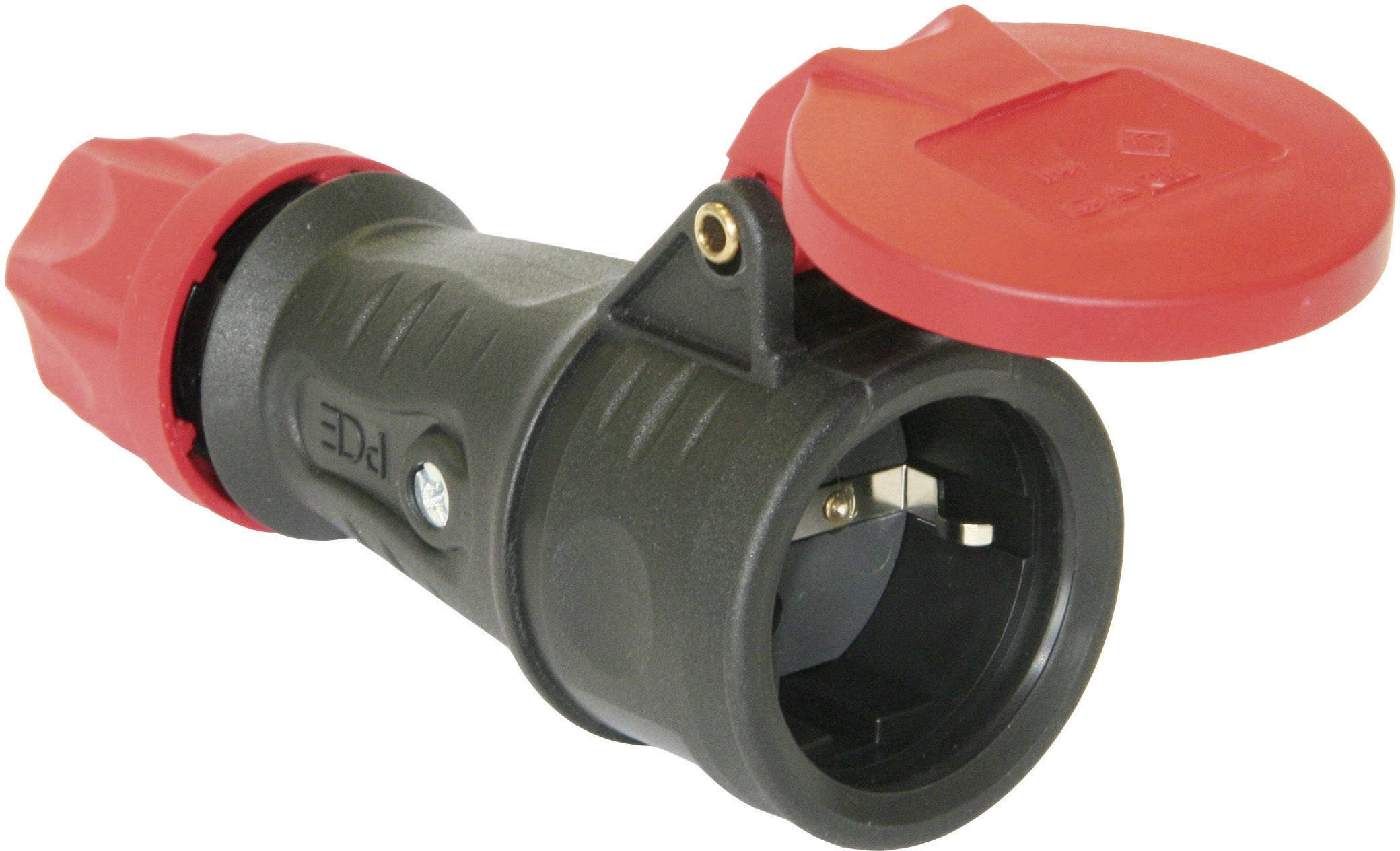 PCE 25622-s Schutzkontaktkupplung Gummi 230 V Schwarz IP44