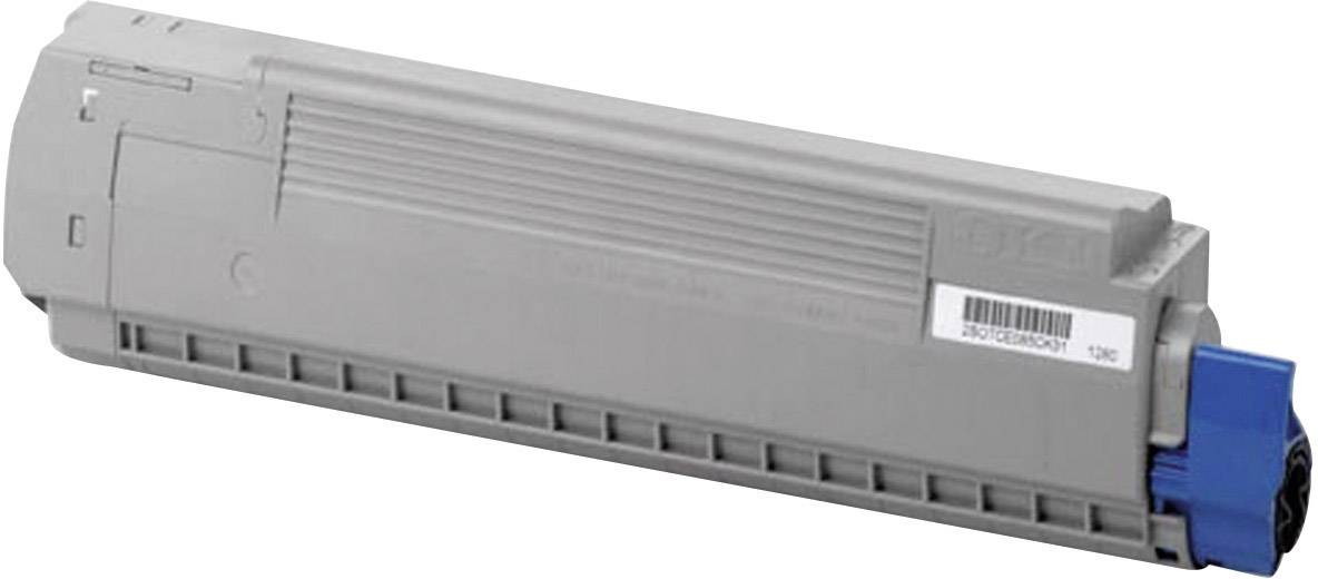 Graue Tonerkartusche für Drucker mit blauer Verriegelung, geeignet für Okidata-Modelle.