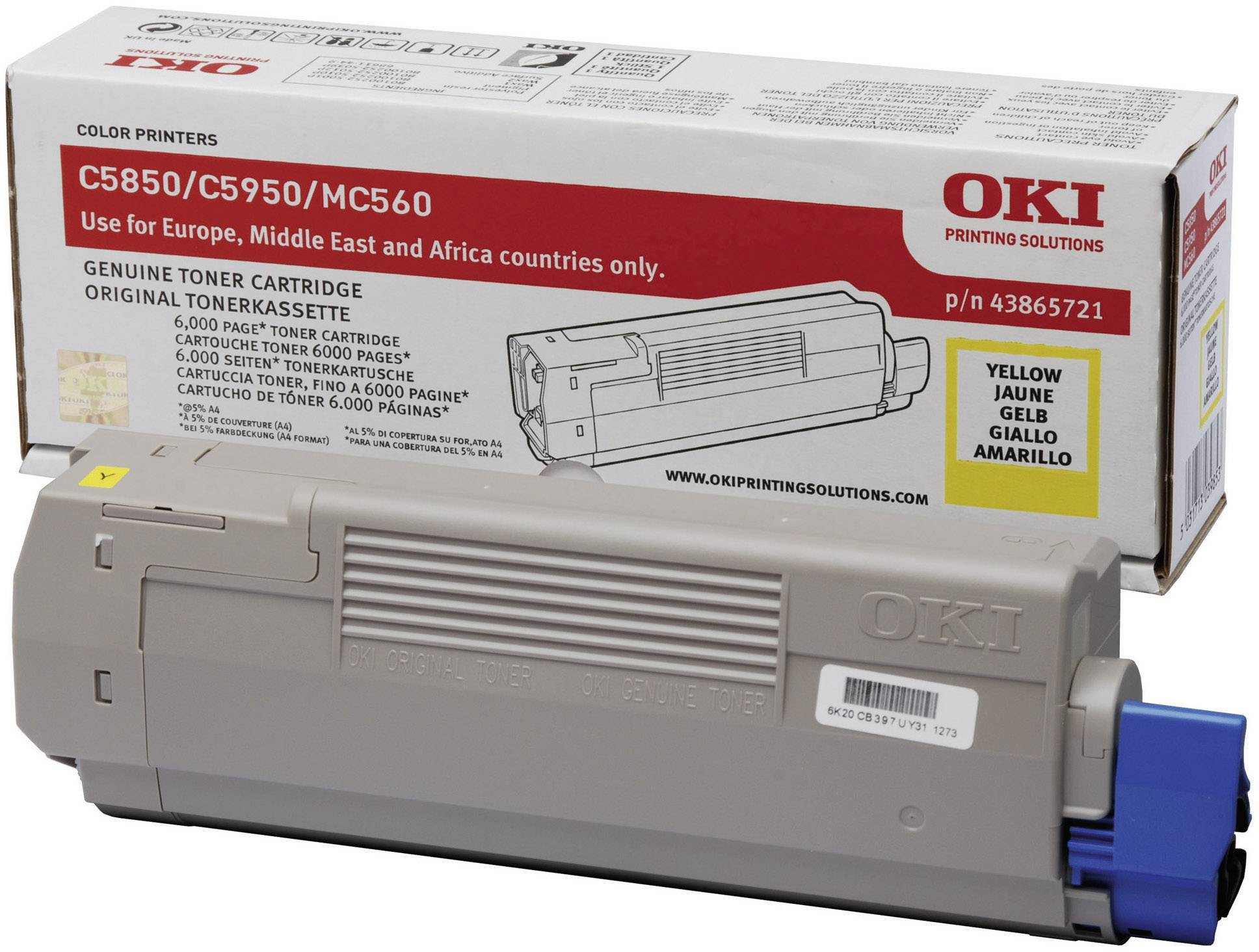 OKI Toner C5850 C5950 C6150 MC560 Original Gelb 6000 Seiten 43865721