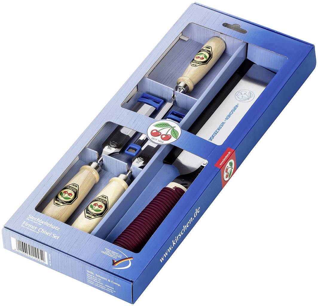 Stechbeitelsatz 1195 SB 10,20,26mm Japansäge Weißbuchenh.4tlg.SB Krt.KIRSCHEN
