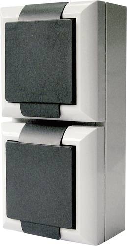 9170 Feuchtraum-Schalterprogramm Doppelsteckdose Business-Line Grau