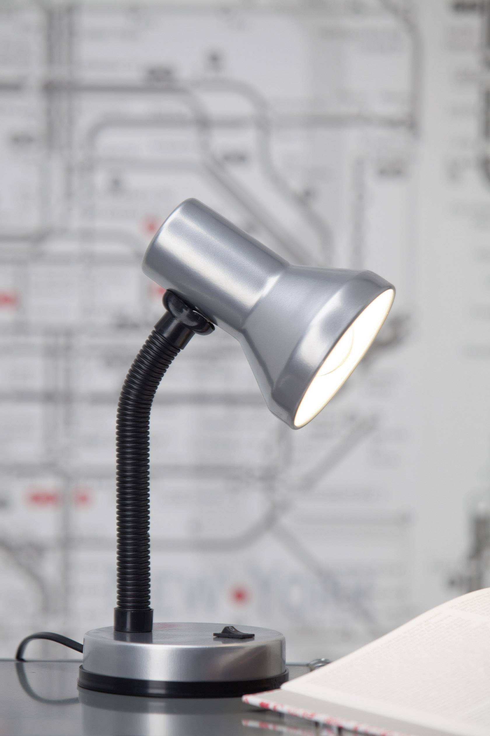 Brilliant Junior Tischlampe Energiesparlampe, Glühlampe E27 40 W Titan