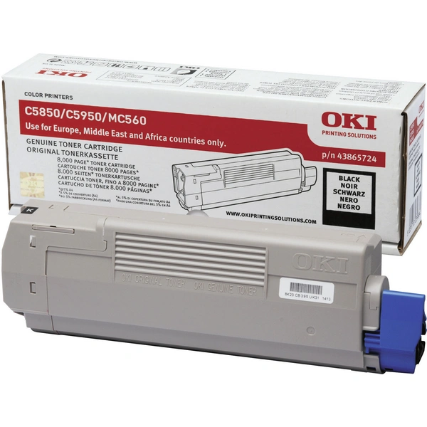 OKI Toner C5850 C5950 C6150 MC560 Original Schwarz 8000 Seiten 43865724 OKI Toner C5850 C5950 C6150 MC560 Original Schwarz 8000 Seiten 43865724