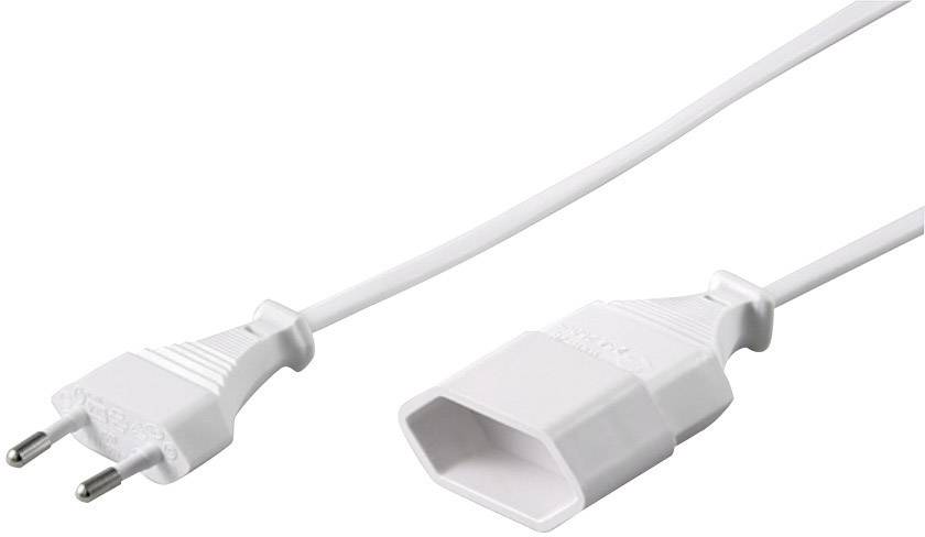 Goobay 50509 Euro Netzkabel Verlängerung 2 polig Stromkabel Eurostecker Typ C Eurokabel Verlängerungskabel Weiß 5m