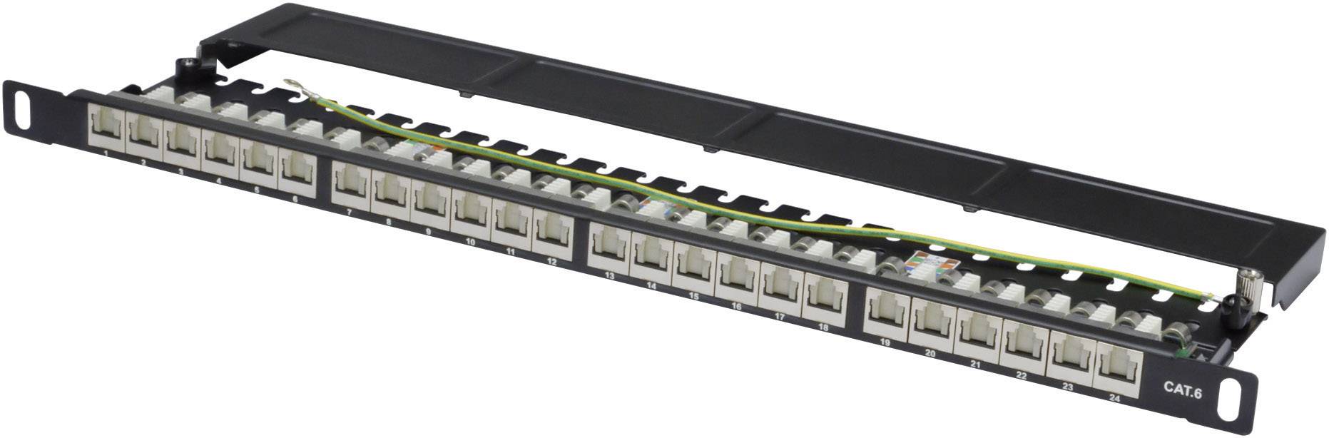 Digitus DN-91624S-SL-SH 24 Port Netzwerk-Patchpanel 483mm (19") CAT 6 0.5 HE Bestückt