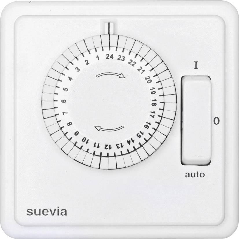 Suevia SU280447 Unterputz-Zeitschaltuhr analog Tagesprogramm 1200 W IP20 EIN/AUTO/AUS-Programm