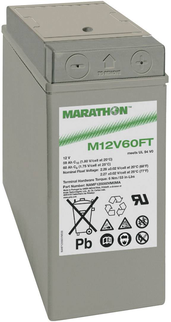 GNB Marathon EXIM12V60FTV0 NAMF120060VM0FB Bleiakku 12V 59Ah Blei-Vlies (AGM) (B x H x T) 107 x 263 x 280mm M6-Schraubanschluss