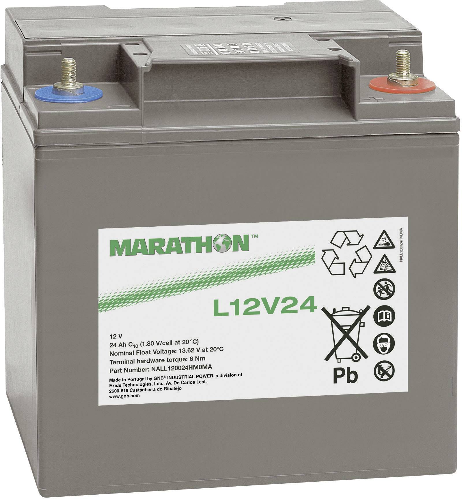 GNB Marathon L12V24 NALL120024HM0MA Bleiakku 12V 23.5Ah Blei-Vlies (AGM) (B x H x T) 168 x 174 x 127mm M6-Schraubanschluss