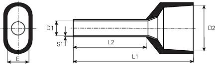 Vogt Verbindungstechnik 460714D Zwillings-Aderendhülse 6mm² Teilisoliert Schwarz 100St.