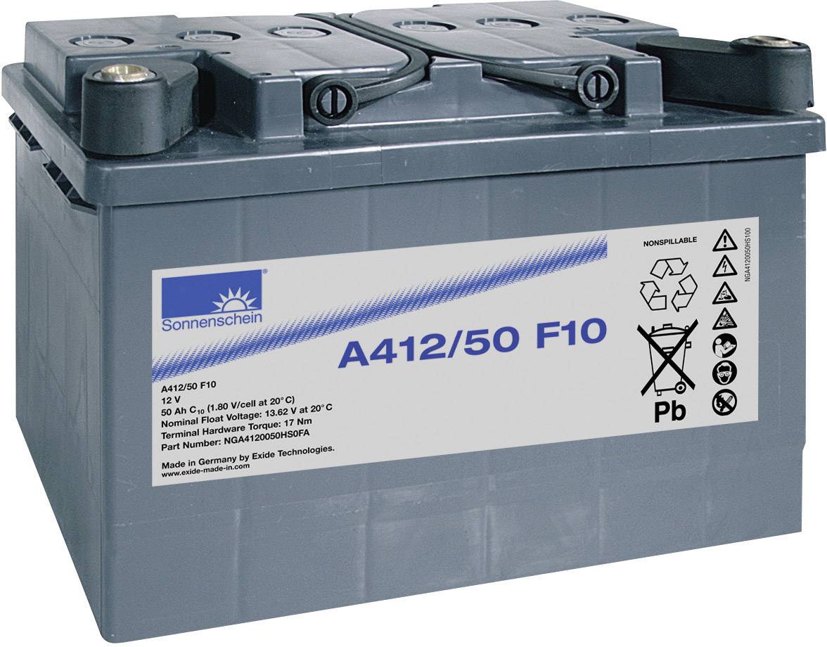 GNB Sonnenschein A412/50 F10 NGA4120050HS0FA Bleiakku 12V 50Ah Blei-Gel (B x H x T) 278 x 196 x 175mm M10-Schraubanschluss