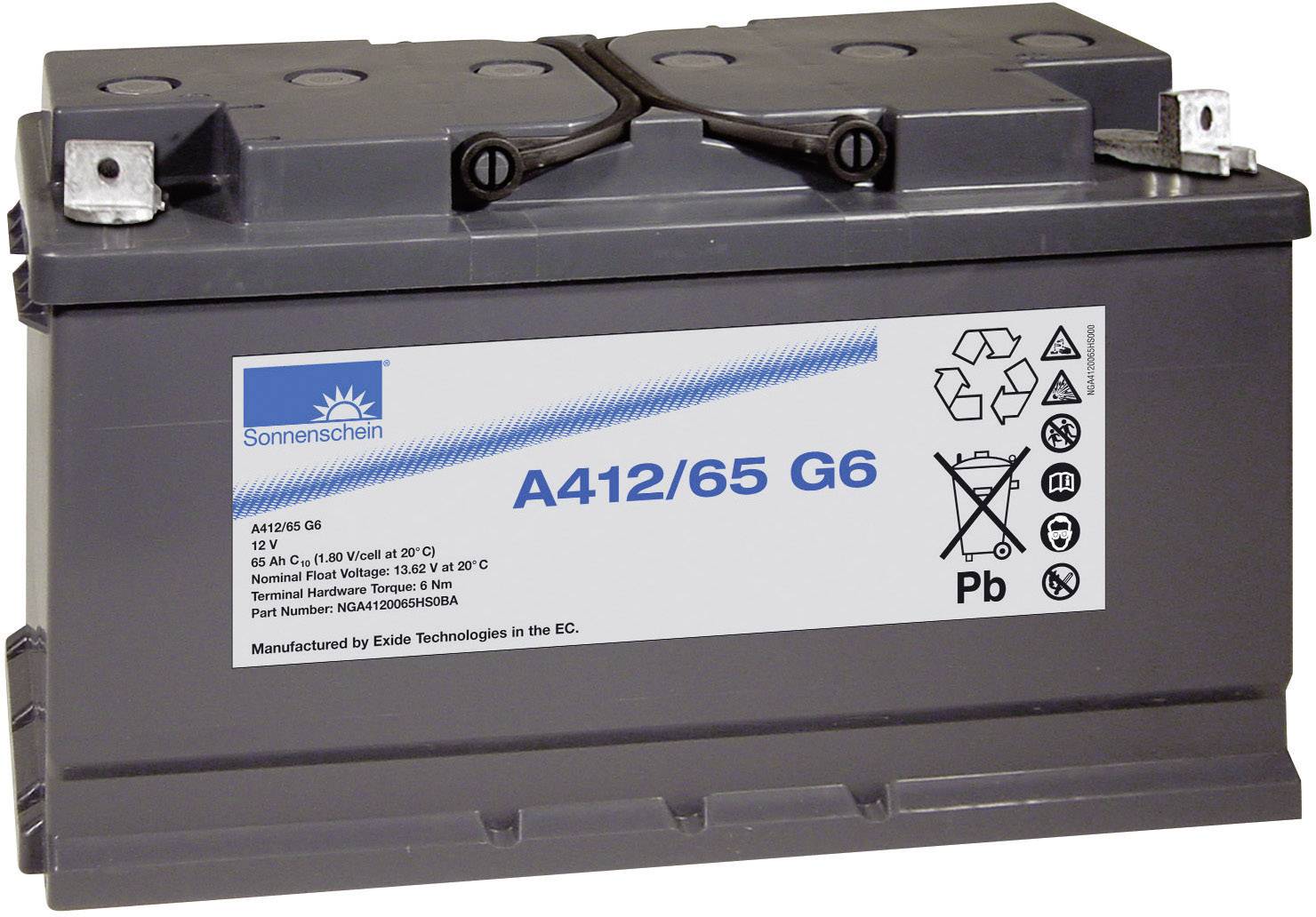 GNB Sonnenschein A412/65 G6 NGA4120065HS0BA Bleiakku 12V 65Ah Blei-Gel (B x H x T) 353 x 190 x 175mm M6-Schraubanschluss