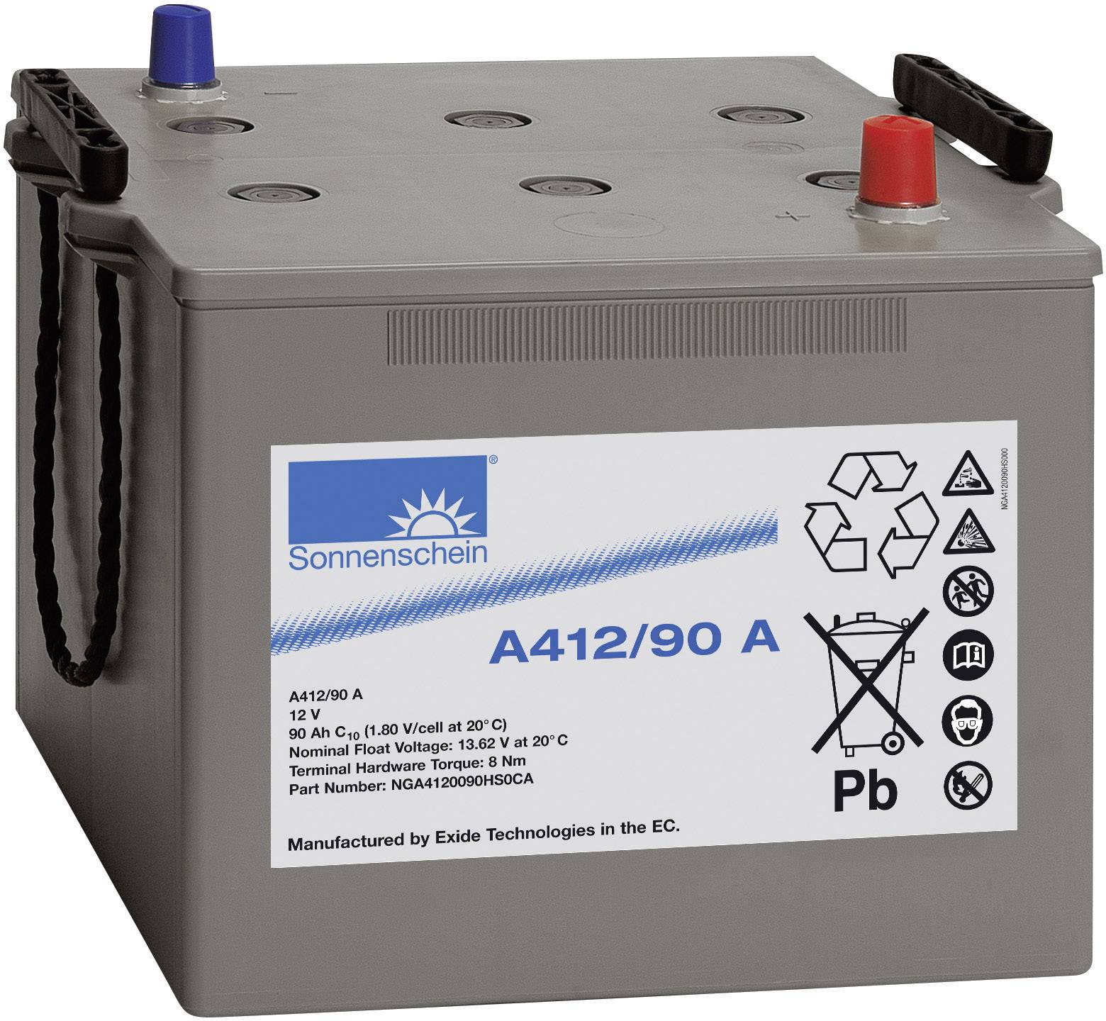 GNB Sonnenschein A412/90A NGA4120090HS0CA Bleiakku 12V 90Ah Blei-Gel (B x H x T) 284 x 230 x 267mm Konuspol Wartungsfrei