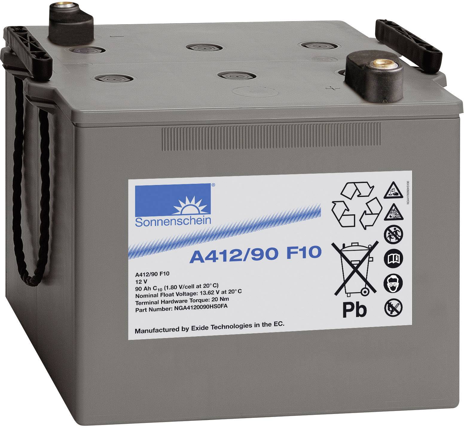GNB Sonnenschein A412/90 F10 NGA4120090HS0FA Bleiakku 12V 90Ah Blei-Gel (B x H x T) 284 x 237 x 267mm M10-Schraubanschluss