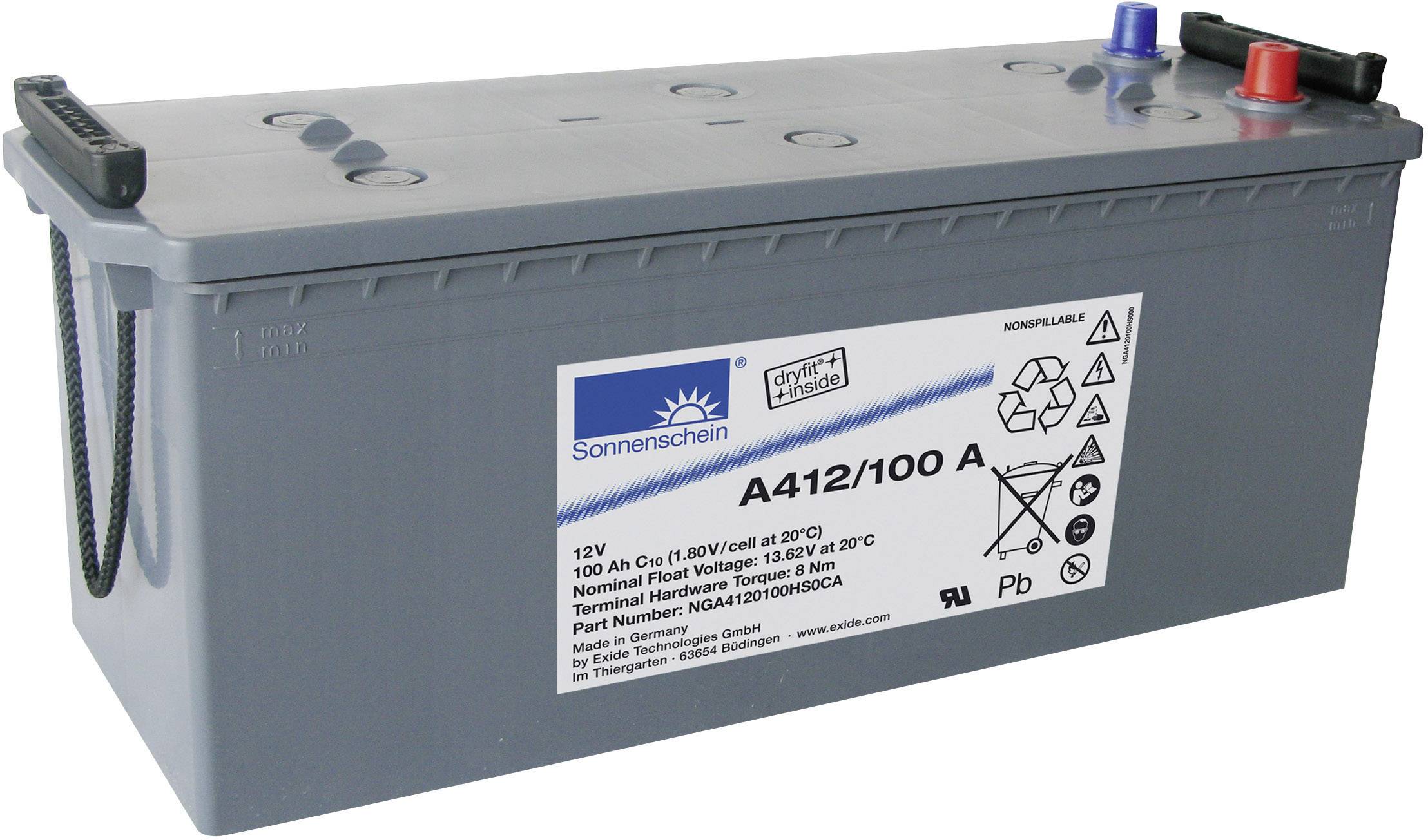 GNB Sonnenschein A412/100A NGA4120100HS0CA Bleiakku 12V 100Ah Blei-Gel (B x H x T) 513 x 223 x 189mm Konuspol Wartungsfrei