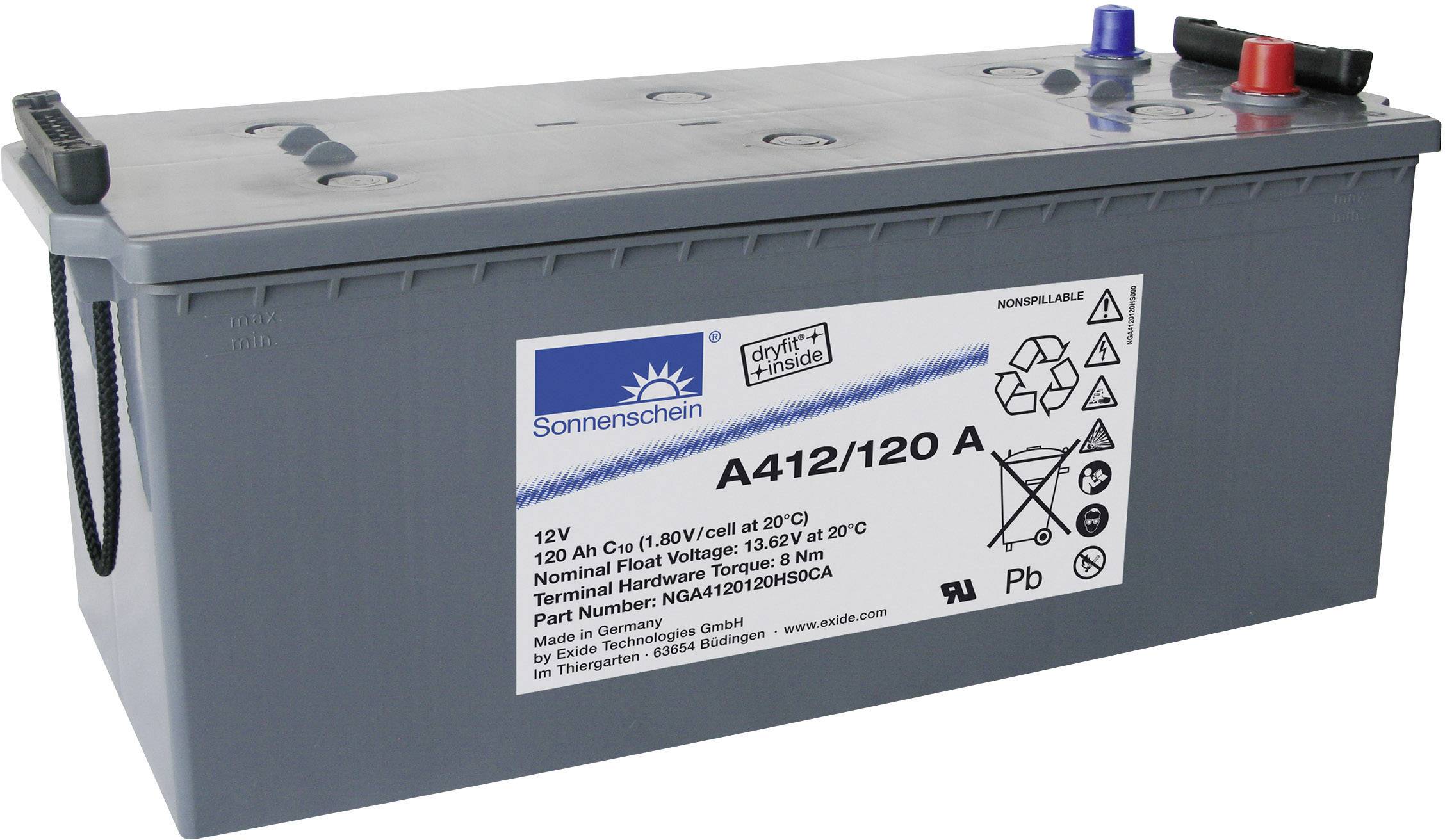 GNB Sonnenschein A412/120A NGA4120120HS0CA Bleiakku 12V 120Ah Blei-Gel (B x H x T) 513 x 223 x 223mm Konuspol Wartungsfrei