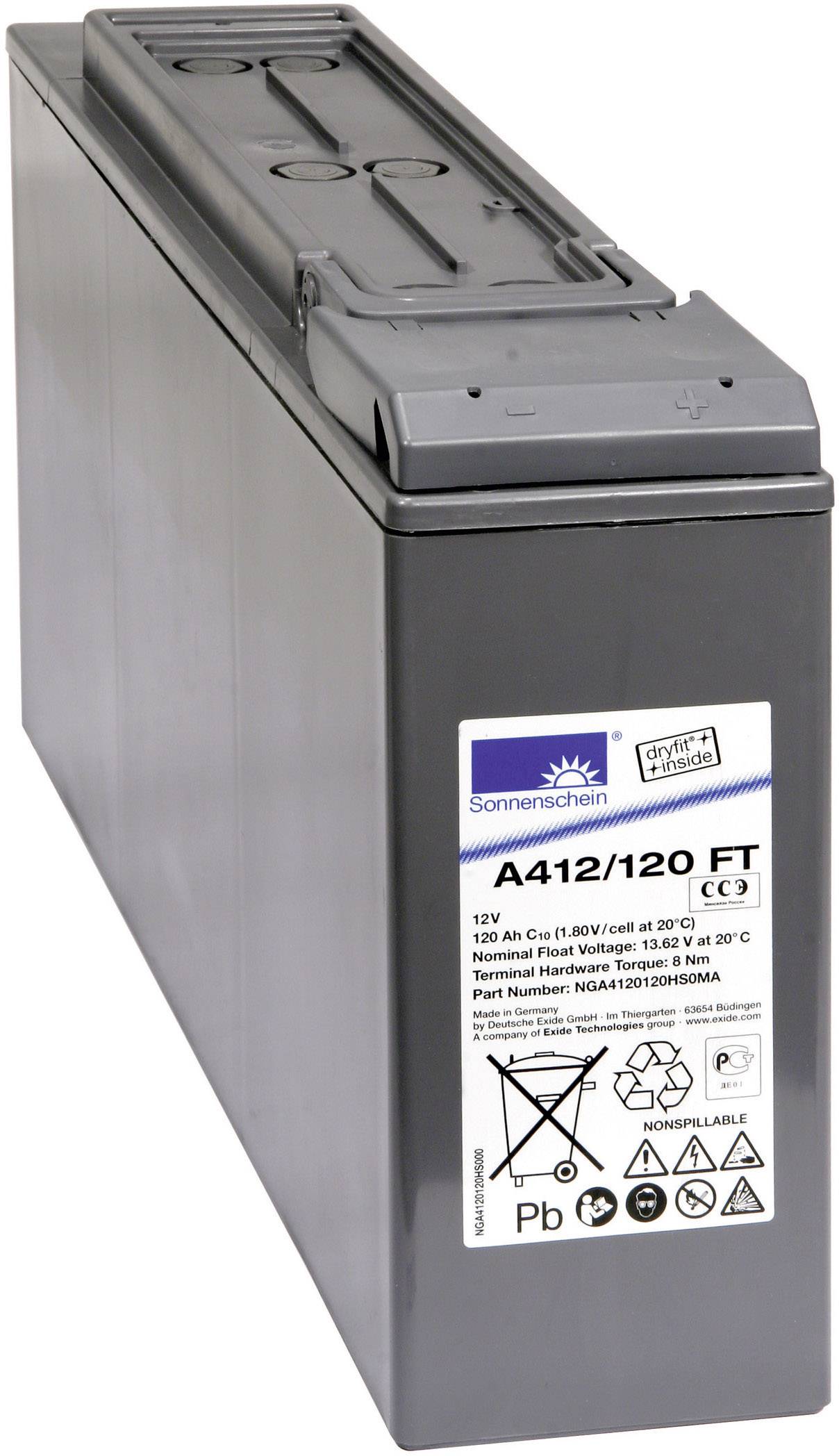 GNB Sonnenschein A412/120 FT NGA4120120HS0MA Bleiakku 12V 120Ah Blei-Gel (B x H x T) 115 x 275 x 548mm M8-Schraubanschluss