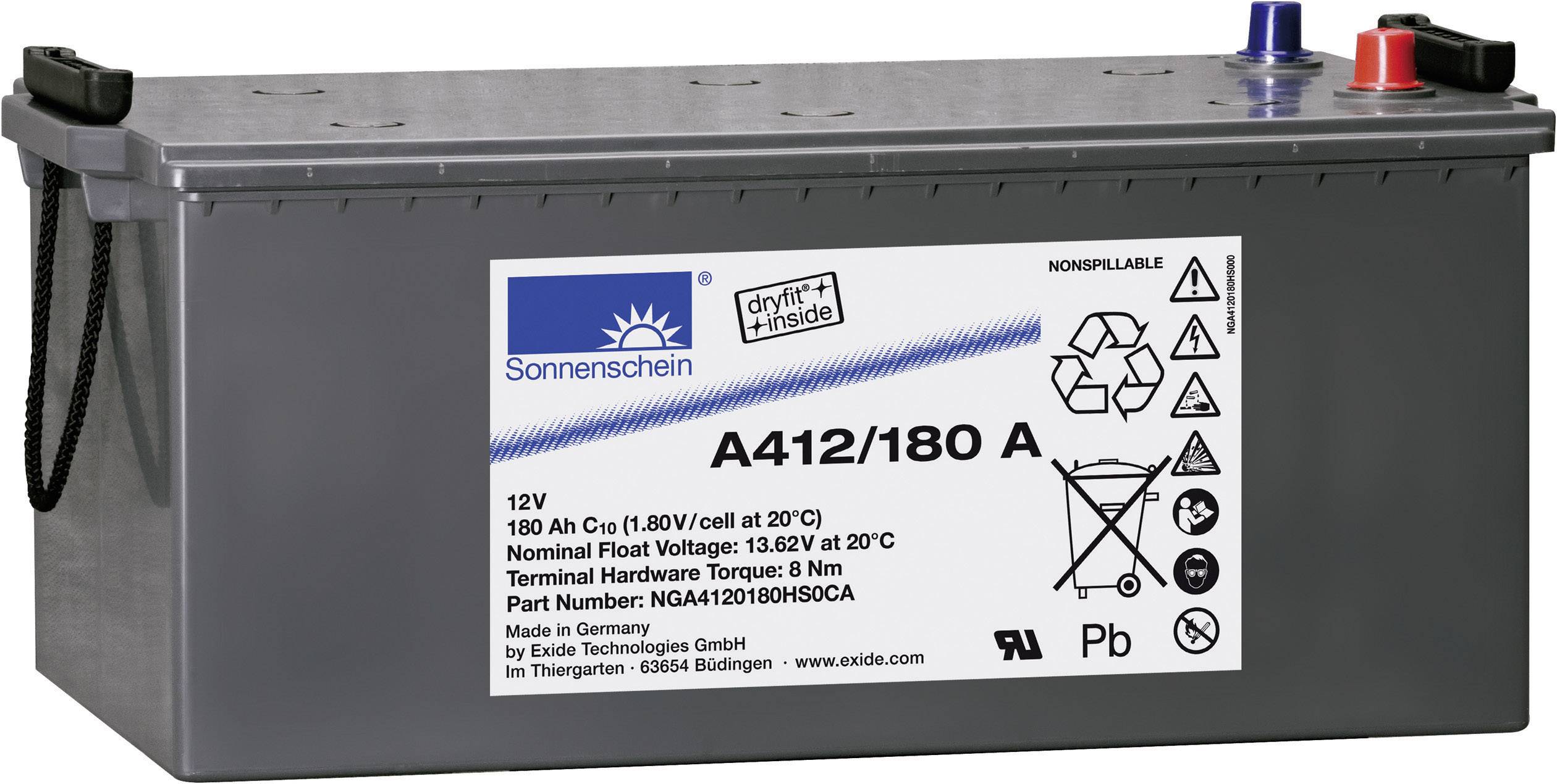 GNB Sonnenschein A412/180A NGA4120180HS0CA Bleiakku 12V 180Ah Blei-Gel (B x H x T) 518 x 238 x 274mm Konuspol Wartungsfrei