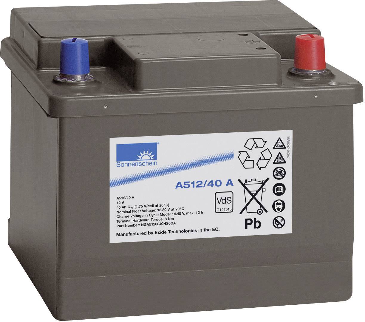 GNB Sonnenschein A512/40A NGA5120040HS0CA Bleiakku 12V 40Ah Blei-Gel (B x H x T) 210 x 175 x 175mm Konuspol Wartungsfrei