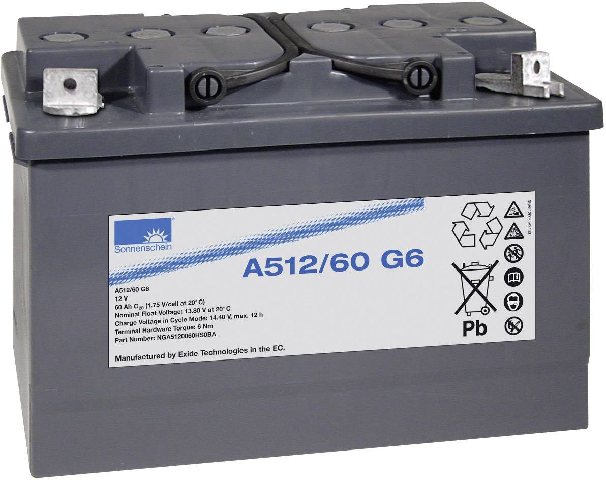 GNB Sonnenschein A512/60 G6 NGA5120060HS0BA Bleiakku 12V 60Ah Blei-Gel (B x H x T) 278 x 190 x 175mm M6-Schraubanschluss